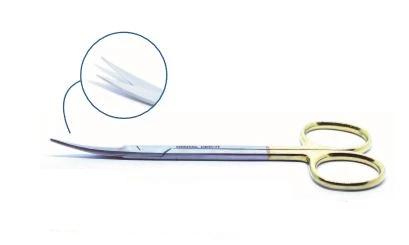 Tijera Iris Curva Aserrada, carbide para dentistas